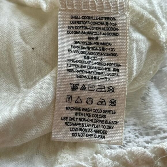 Free People Shake it Up Crochet Lace Illusion Neck Dress Small Bohemian Ivory - Picture 4 of 9